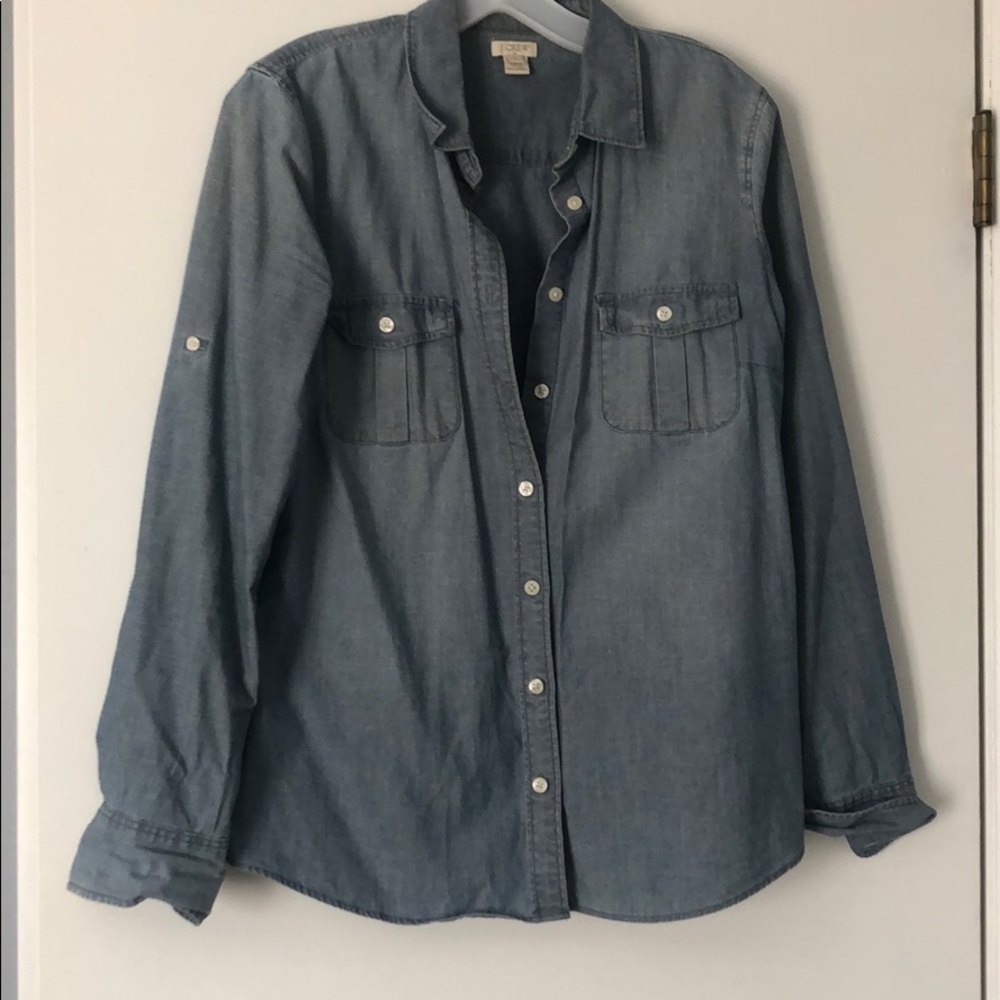 J Crew Denim Button Down Blouse - image 1